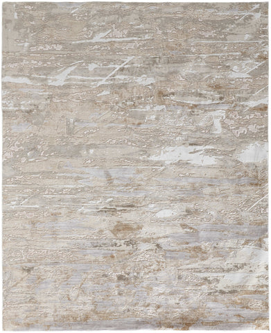 3' X 5' Ivory Gray and Tan Abstract Power Loom Worn Faded Area Rug