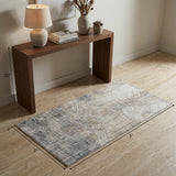 3' X 5' Ivory Gray And Tan Abstract Distressed Area Rug