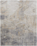 8' X 10' Ivory And Beige Abstract Washable Indoor Outdoor Area Rug