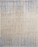 3' X 5' Tan And Blue Abstract Distressed Area Rug