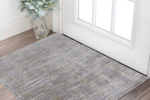 3' X 5' Taupe Silver And Tan Abstract Distressed Area Rug