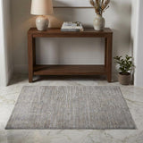 3' X 5' Taupe Silver And Tan Abstract Distressed Area Rug