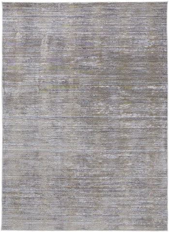 3' X 5' Taupe Silver And Tan Abstract Distressed Area Rug
