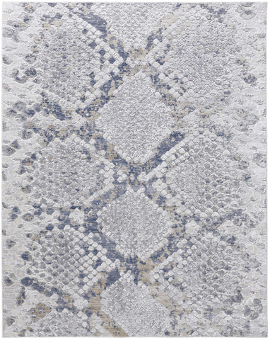 8' X 10' Salmon Gray And Ivory Geometric Washable Indoor Outdoor Area Rug