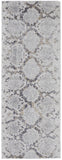 8' Gray Silver And Blue Geometric Runner Rug