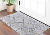 2' X 3' Gray Silver And Blue Geometric Area Rug