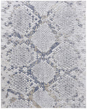 2' X 3' Gray Silver And Blue Geometric Area Rug
