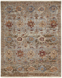 2' X 3' Tan Brown and Gray Wool Floral Hand Knotted Area Rug With Fringe