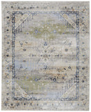 8' X 10' Ivory And Beige Striped Washable Indoor Outdoor Area Rug