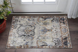 2' X 3' Gray Black and Red Ikat Power Loom Area Rug