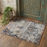 2' X 3' Gray Black and Red Ikat Power Loom Area Rug