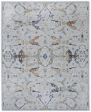 5' X 8' Gray Blue and Green Floral Power Loom Area Rug