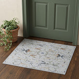 2' X 3' Gray Blue and Green Floral Power Loom Area Rug