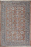 2' X 3' Blue and Red Oriental Power Loom Worn Faded Area Rug With Fringe