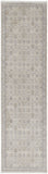 12' Gray and Ivory Oriental Power Loom Worn Faded Runner Rug With Fringe