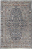 7' X 10' Ivory And Blue Abstract Power Loom Distressed Area Rug