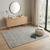 4' X 6' Taupe and Gray Abstract Hand Woven Worn Faded Area Rug