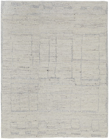 4' X 6' Gray and Ivory Abstract Hand Woven Worn Faded Area Rug