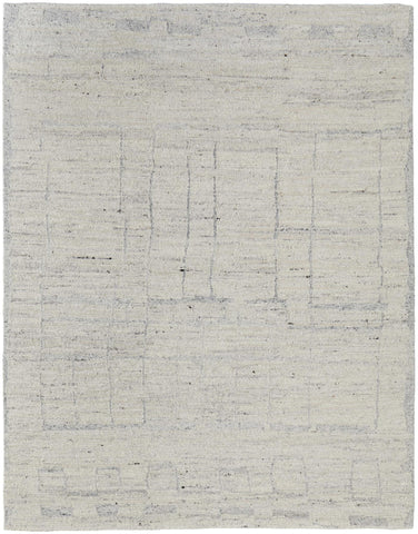2' X 3' Gray and Ivory Abstract Hand Woven Worn Faded Area Rug