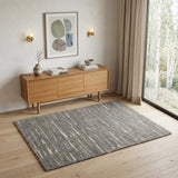 4' X 6' Gray Ivory and Taupe Abstract Hand Woven Area Rug