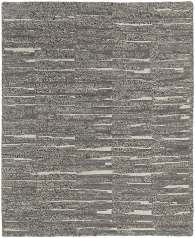2' X 3' Gray Ivory and Taupe Abstract Hand Woven Area Rug