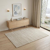 4' X 6' Ivory Abstract Hand Woven Worn Faded Area Rug