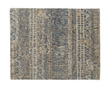 2' X 3' Tan Ivory And Blue Wool Geometric Hand Knotted Area Rug