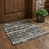 2' X 3' Ivory Gray and Black Wool Geometric Hand Knotted Area Rug