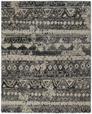 2' X 3' Ivory Gray and Black Wool Geometric Hand Knotted Area Rug