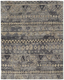8' X 10' Charcoal Gray And Ivory Oriental Washable Indoor Outdoor Area Rug
