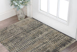 2' X 3' Gray Taupe and Ivory Wool Abstract Hand Knotted Area Rug