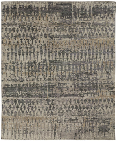 5' X 8' Green And Silver Floral Washable Indoor Outdoor Area Rug