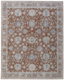 5' X 8' Red Blue and Ivory Floral Power Loom Worn Faded Area Rug With Fringe