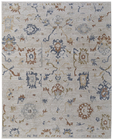 8' X 10' Ivory Beige And Tan Ogee Washable Indoor Outdoor Area Rug