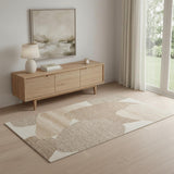 4' X 6' Brown Tan And Ivory Wool Abstract Hand Tufted Area Rug
