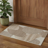 2' X 3' Brown Tan And Ivory Wool Abstract Hand Tufted Area Rug
