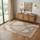 4' X 6' Brown Tan and Ivory Wool Abstract Hand Tufted Area Rug