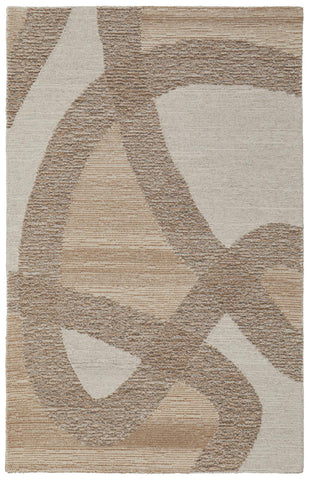 5' X 8' Beige And Fern Green Geometric Washable Indoor Outdoor Area Rug