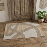 2' X 3' Brown Tan and Ivory Wool Abstract Hand Tufted Area Rug