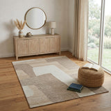 4' X 6' Brown Tan and Ivory Wool Abstract Hand Tufted Area Rug