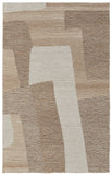 2' X 3' Brown Tan and Ivory Wool Abstract Hand Tufted Area Rug