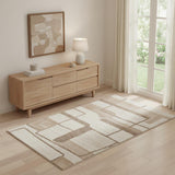 4' X 6' Brown Tan And Ivory Wool Geometric Hand Tufted Area Rug