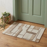 2' X 3' Brown Tan And Ivory Wool Geometric Hand Tufted Area Rug