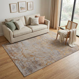 5' X 8' Brown Gold and Gray Abstract Power Loom Area Rug
