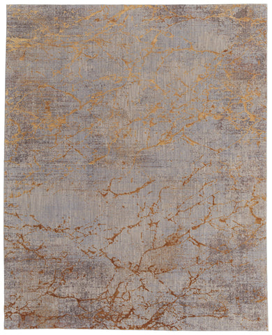5' X 8' Brown Gold and Gray Abstract Power Loom Area Rug
