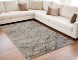 5' X 8' Taupe Green and Tan Abstract Power Loom Area Rug
