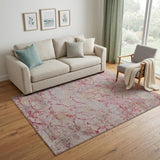 5' X 8' Pink Taupe and Gray Abstract Power Loom Area Rug