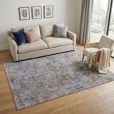 5' X 8' Blue Brown and Tan Abstract Power Loom Area Rug