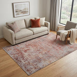5' X 8' Red Gray And Pink Abstract Area Rug