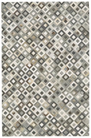 6' X 9' Black Gray And White Faux Cowhide Geometric Area Rug